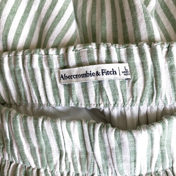 Abercrombie & Fitch Linen-Blend Maxi Skirt in Green Stripe - Picture 2 of 4